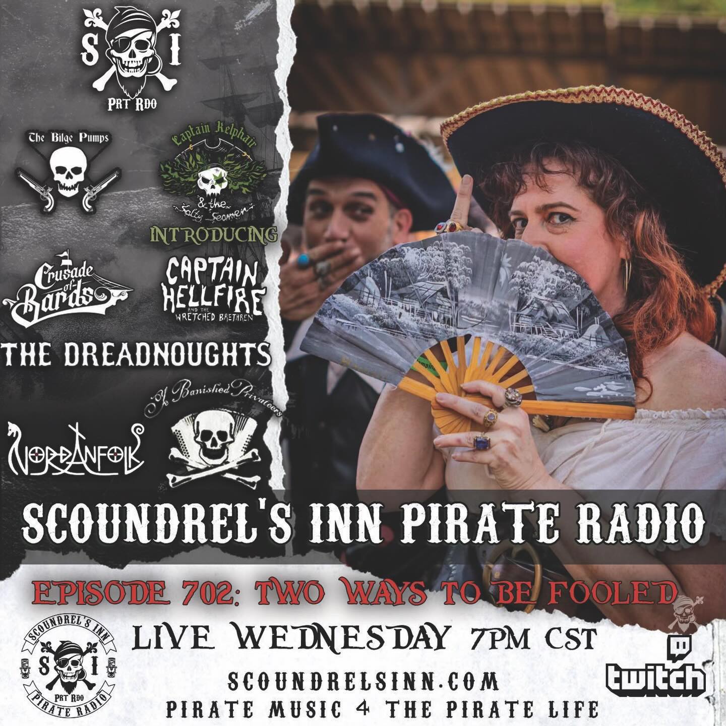 Today is one of those days where no one knows what’s real and what’s not. What is very real is that tonight we introduce our latest band on the show; @salty_seamen_official ! They are pirate metal so tonight is gonna go to 11 with music from The Bilge Pumps, Under the Black Pirate Troupe, The Whiskey Bay Rovers, Rover’s Way, O’craven, Crusade of Bards, Rumahoy, Captain Hellfire and The Wretched Brethren, The Dreadnoughts, Norðanfólk, sämäs, Ye Banished Privateers, Capt’n Tor & The Naer Do Well Cads Pirate Invasion, The Captain’s Beard and more! It all starts at 7pm CST on Twitch and our website, we look. forward to seeing you there!

“There are two ways to be fooled. One is to believe what isn’t true; the other is to refuse to believe what is true.”― Soren Kierkegaard